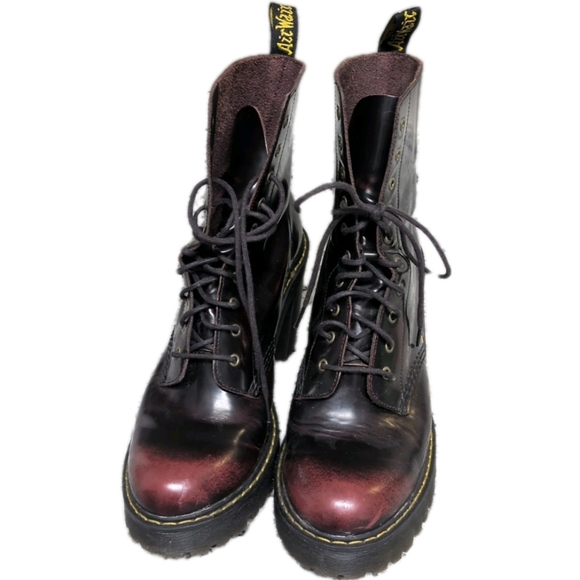 Dr Martens Kendra Cherry Red Arcadia Genuine Leather Heeled Boots Sz 10 - Picture 6 of 10